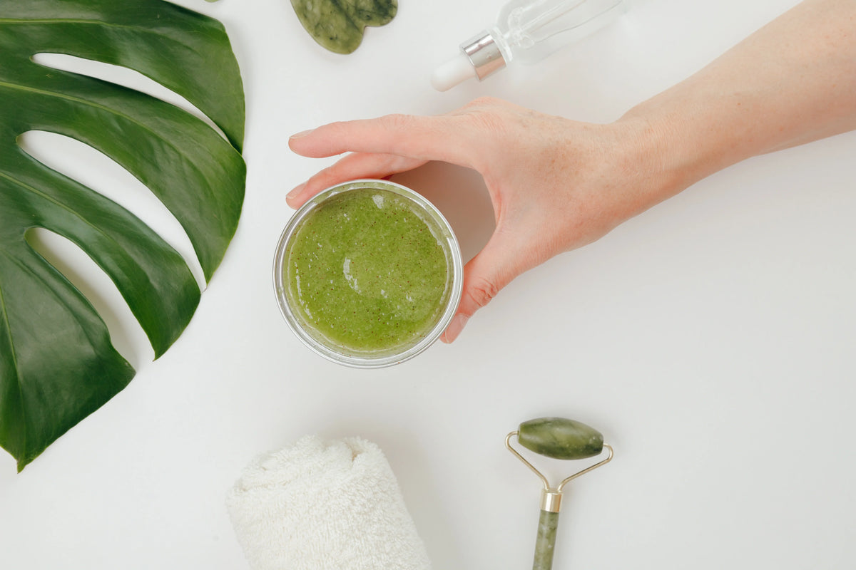 Make your own matcha face scrub
