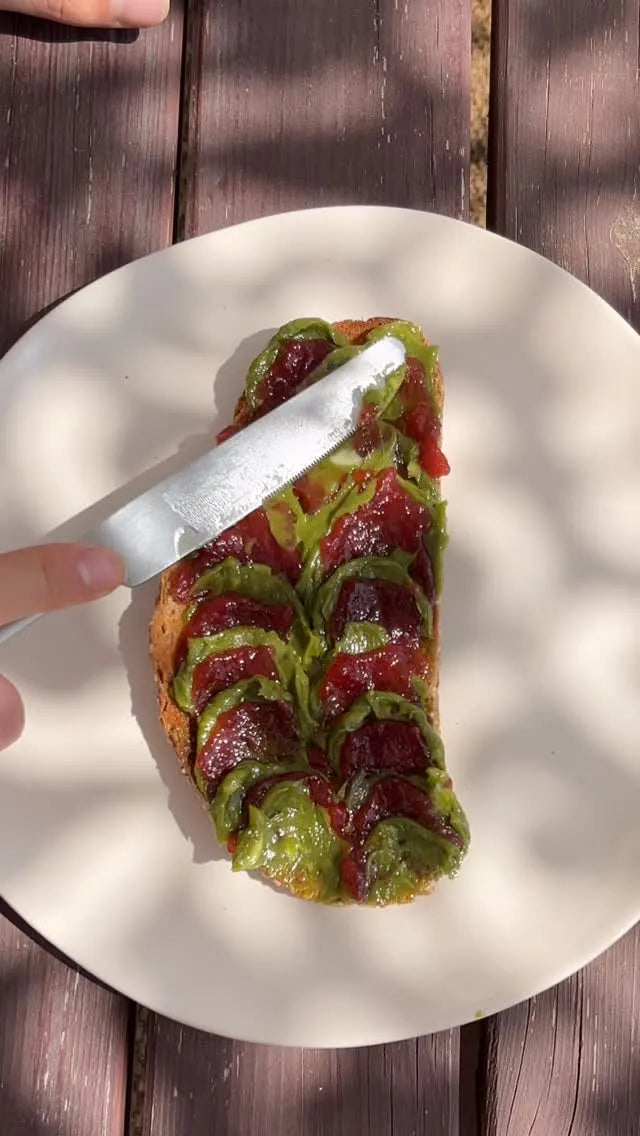 Welcome to breakfast heaven: matcha butter and jam toast