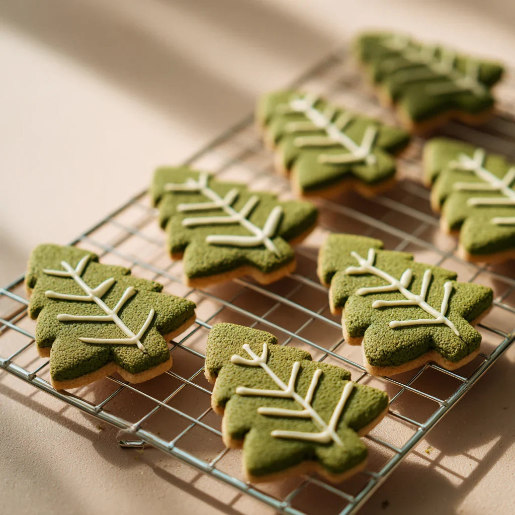 Up your holiday baking game with these Christmas tree matcha cookies