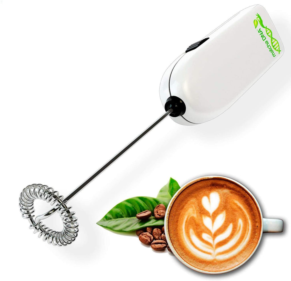 MatchaDNA Silver Handheld Battery Operated Electric Milk Frother (Roun