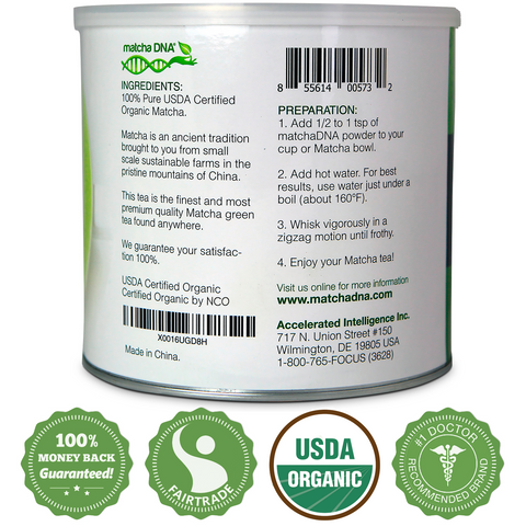 MatchaDNA 1/2 LB Certified Organic Matcha Green Tea Powder (8 OZ TIN CAN)