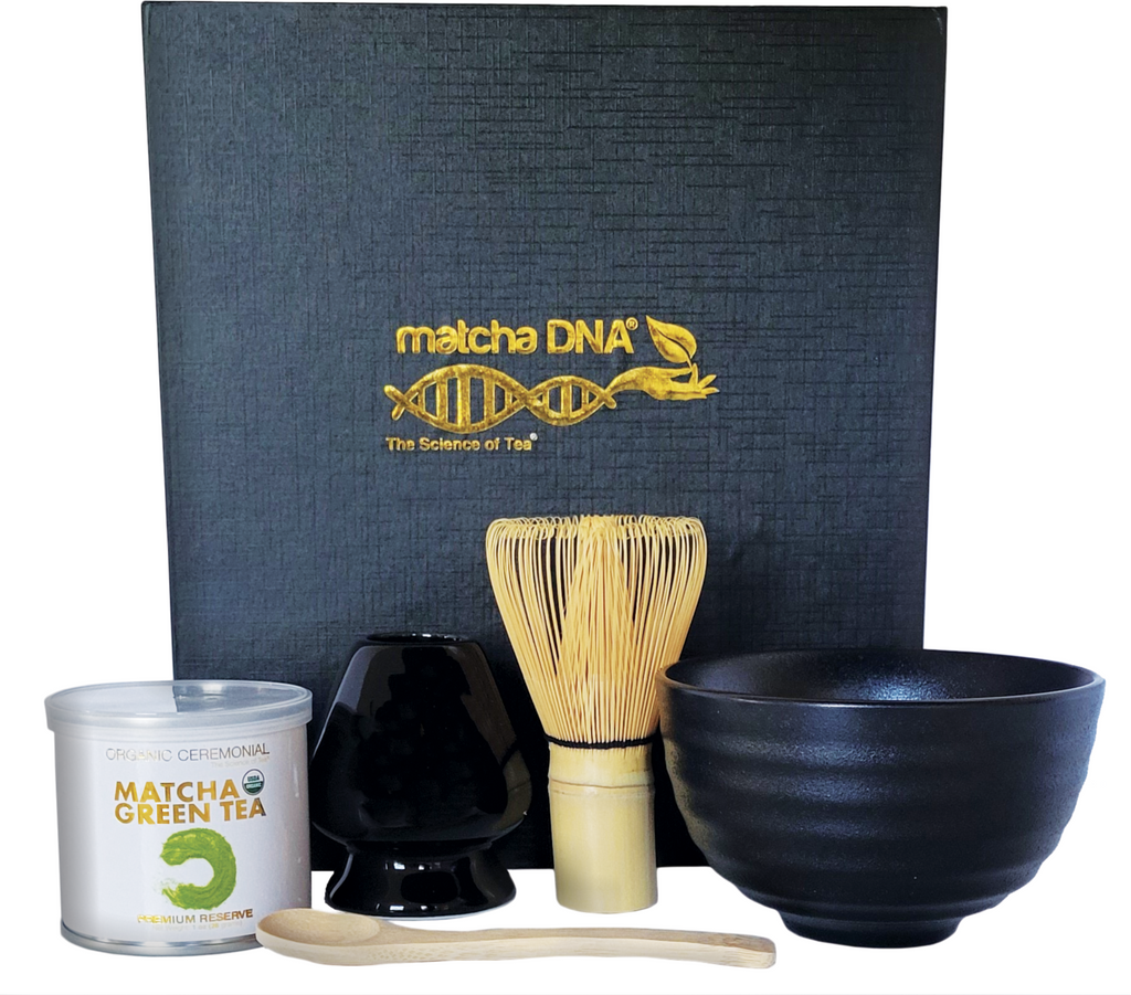 Matcha Tea Gift Set - Matcha Tea Ceremony Set by MATCHA DNA (Black Mat